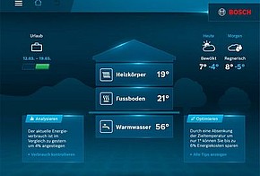 Homescreen der Anwendung Bosch HomeCom auf einem Smartphone